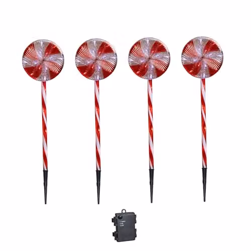Samuel ALEXANDER Battery Powered Candy Swirl Pathlights with Red and White LEDs, 70 cm – 4