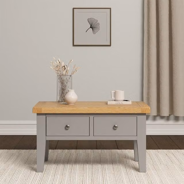 Seconique Windsor 2 Drawer Coffee Table in Pebble Grey