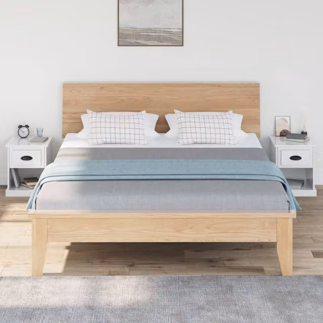 Berkfield Home Set of 2 High Gloss White Bedside Cabinets, W/D/H: 39 x 39 x 47.5 cm