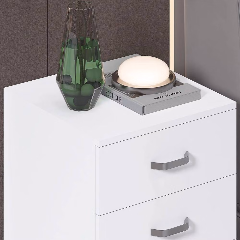 NESTLUNE 3 Drawer Bedside Chest of Drawers in White – 3