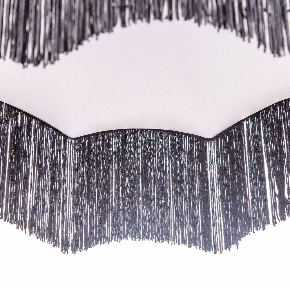 Happy Homewares Traditional Victorian Empire Soft Velvet Lamp Shade with Tassels in Black, Diameter: 30.48 cm – 4