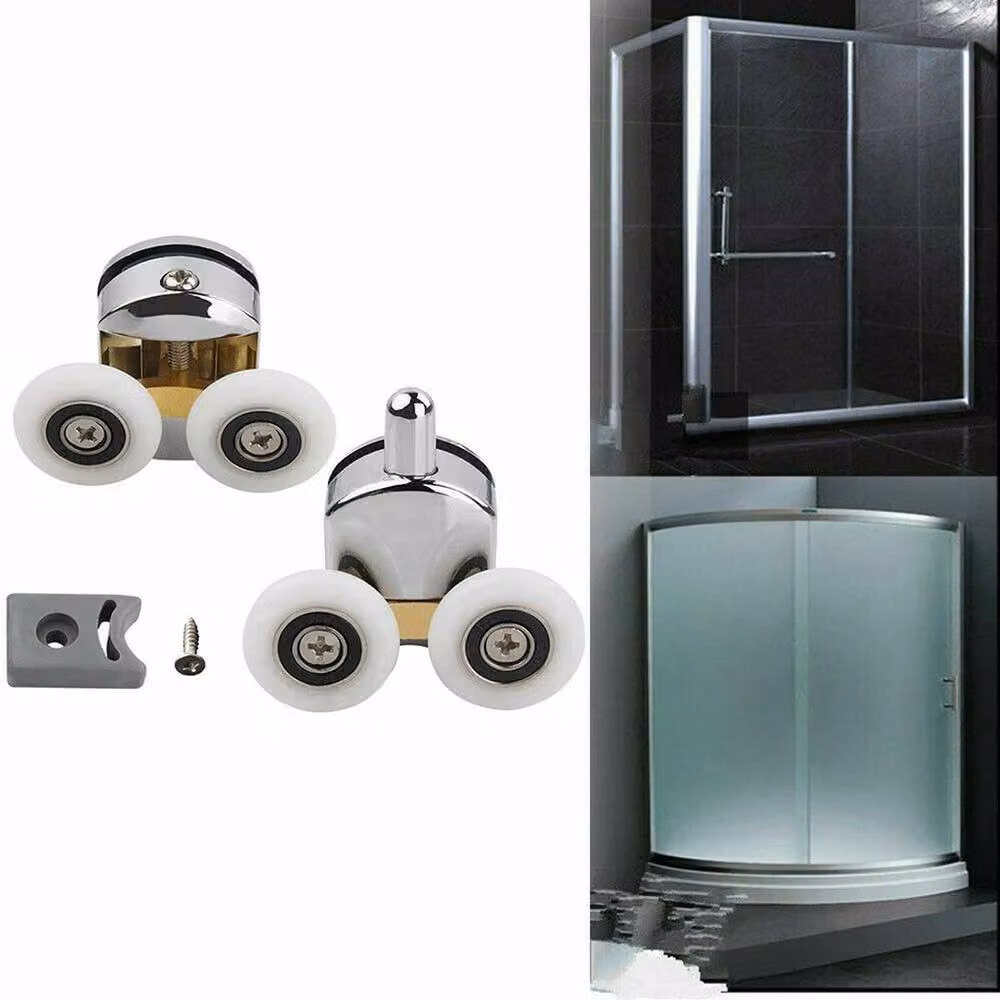 FLAVORA 4Pcs 23mm Twin Shower Door Rollers in Silver Chrome – 3