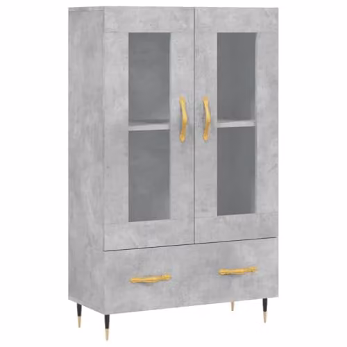 vidaXL Modern Highboard in Grey with Glass Doors, W/D/H: 69.5 x 31 x 115 cm