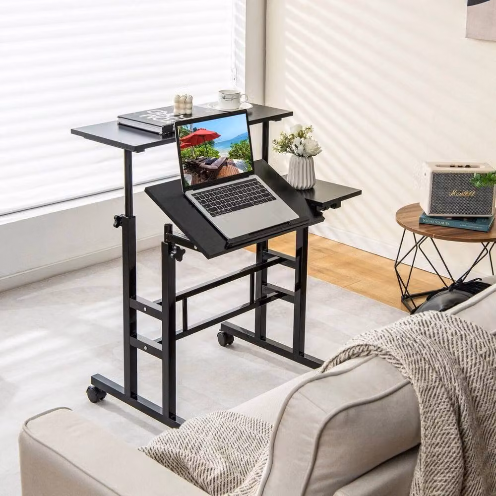 Kelvenix Mobile Standing Desk Laptop Computer Cart in Black – 3