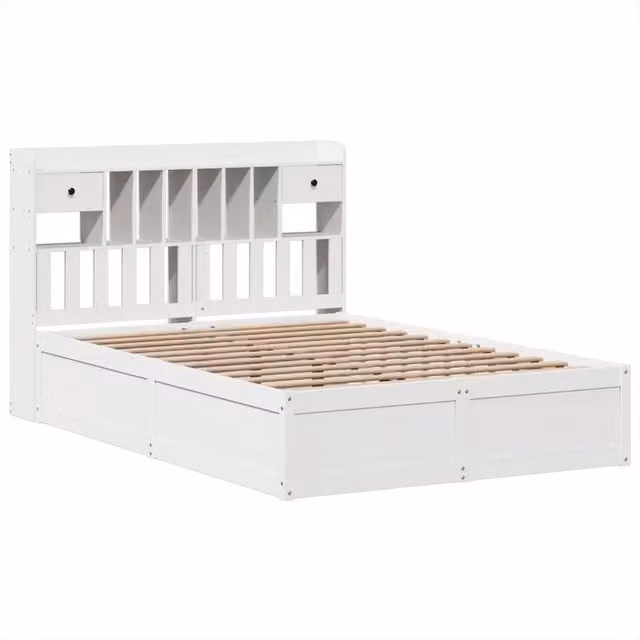 Berkfield Home Beautiful King Size Bed Frame in White Solid Pine, W/D/H: 150 x 200 x 110 cm