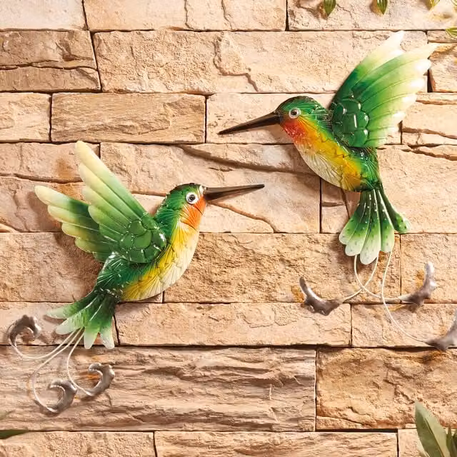Garden Gear Metal Bird Wall Art in Green and Orange