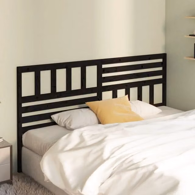 Berkfield Home Black Rustic Solid Pine Wood Bed Headboard W: 186 cm, D: 4 cm, H: 100 cm