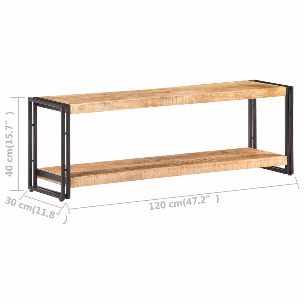 Berkfield Home Industrial TV Cabinet in Brown Rough Mango Wood, W/D/H: 120 x 30 x 40 cm – 3