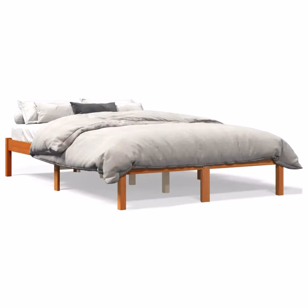 Berkfield Home Solid Wood Pine Bed Frame in Wax Brown, W/D/H: 140 x 200 cm – 2