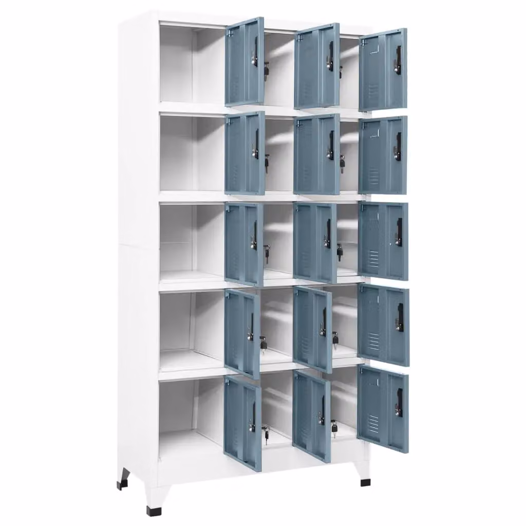 Berkfield Home Modern Steel Locker Cabinet in Light Grey and Dark Grey, W/D/H: 90 x 40 x 180 cm – 2