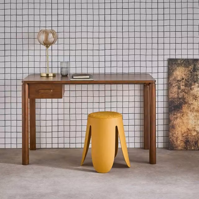 Sweekeek Modern Oak Veneer Writing Desk with 1 Drawer in Dark Brown, W/D/H: 120 x 60 x 75 cm – 1