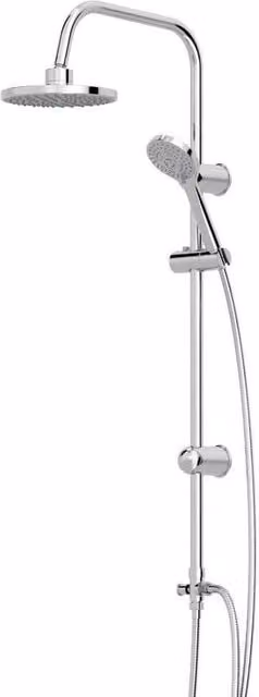 KORVIXA Chrome Dual Shower Head Bar Set with Overhead and Hand Shower, Silver, W: 52 cm
