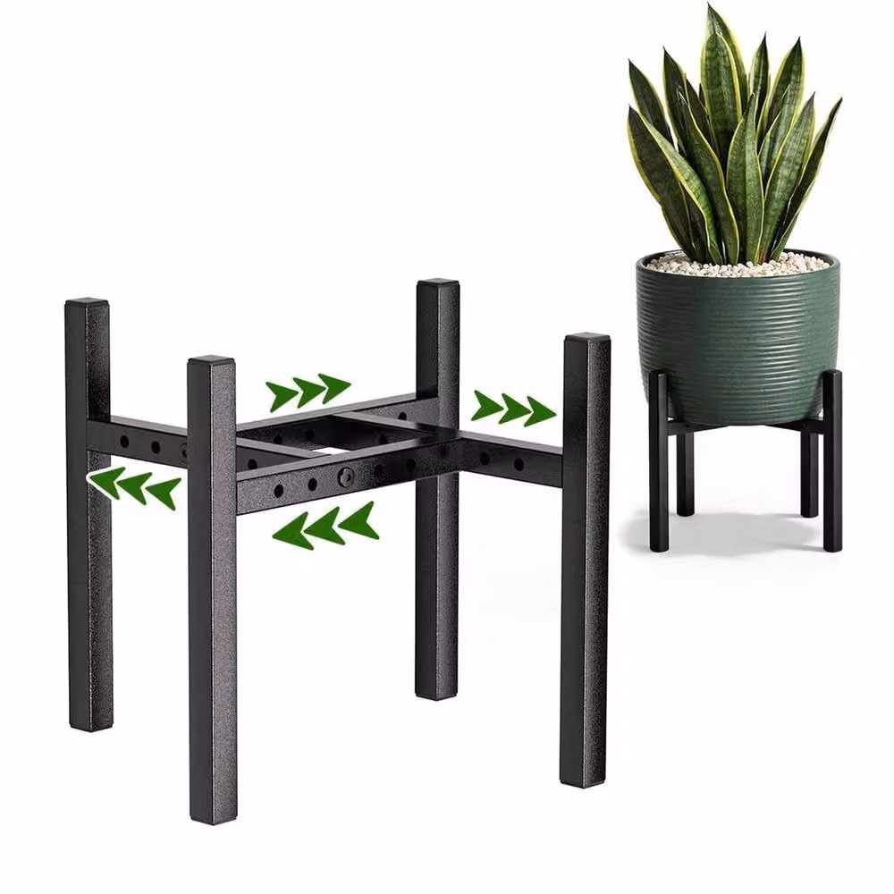 Kelvenix 2 Pack Adjustable Metal Plant Stands in Matt Black – 5