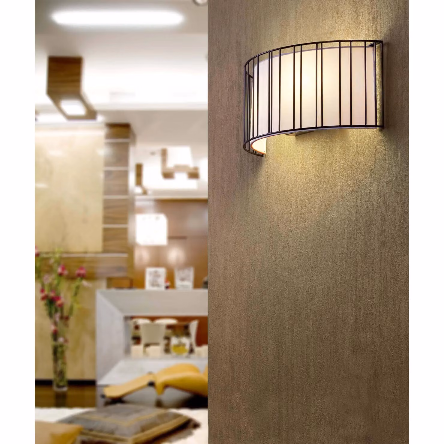 Netlighting Linda 2 Light Modern Indoor Wall Light in Black and White with Fabric and Metal Shades, E27 – 2