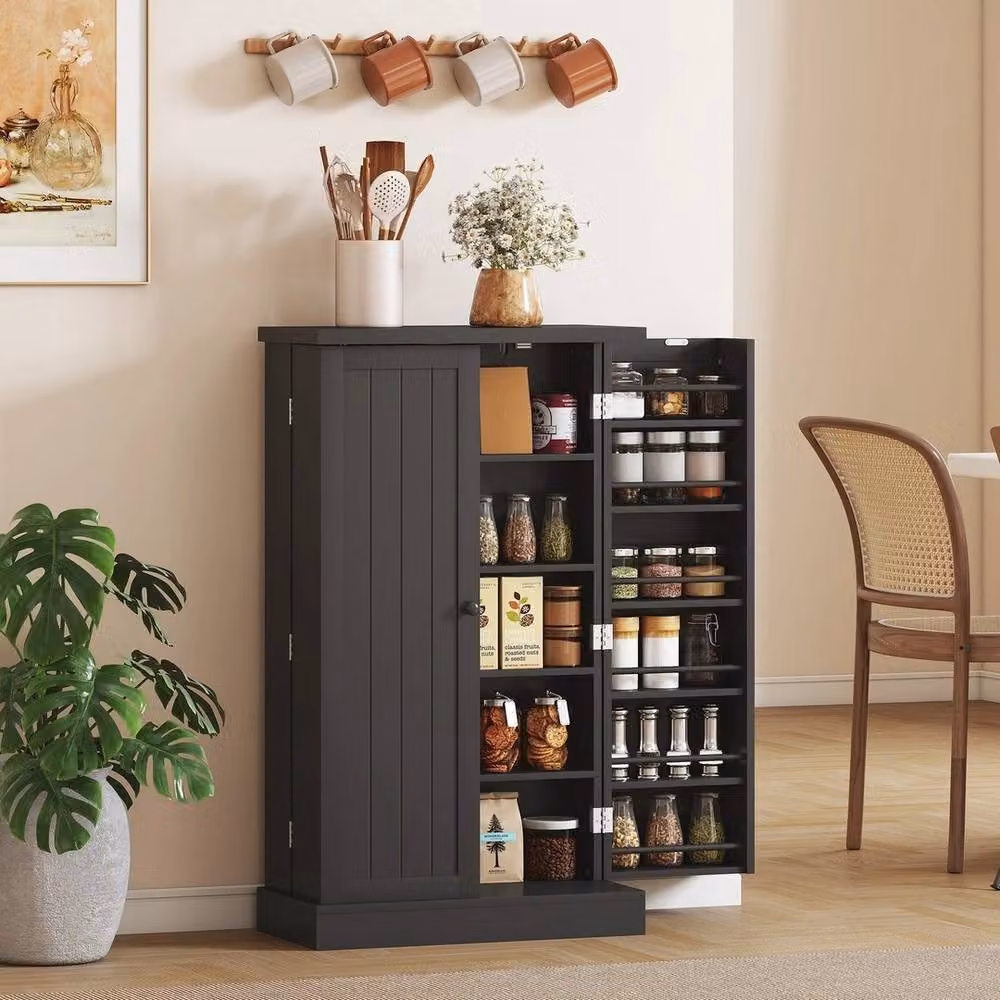Havendro Modern Grey Kitchen Cupboard with 5 Tiers and 12 Spice Racks – 5