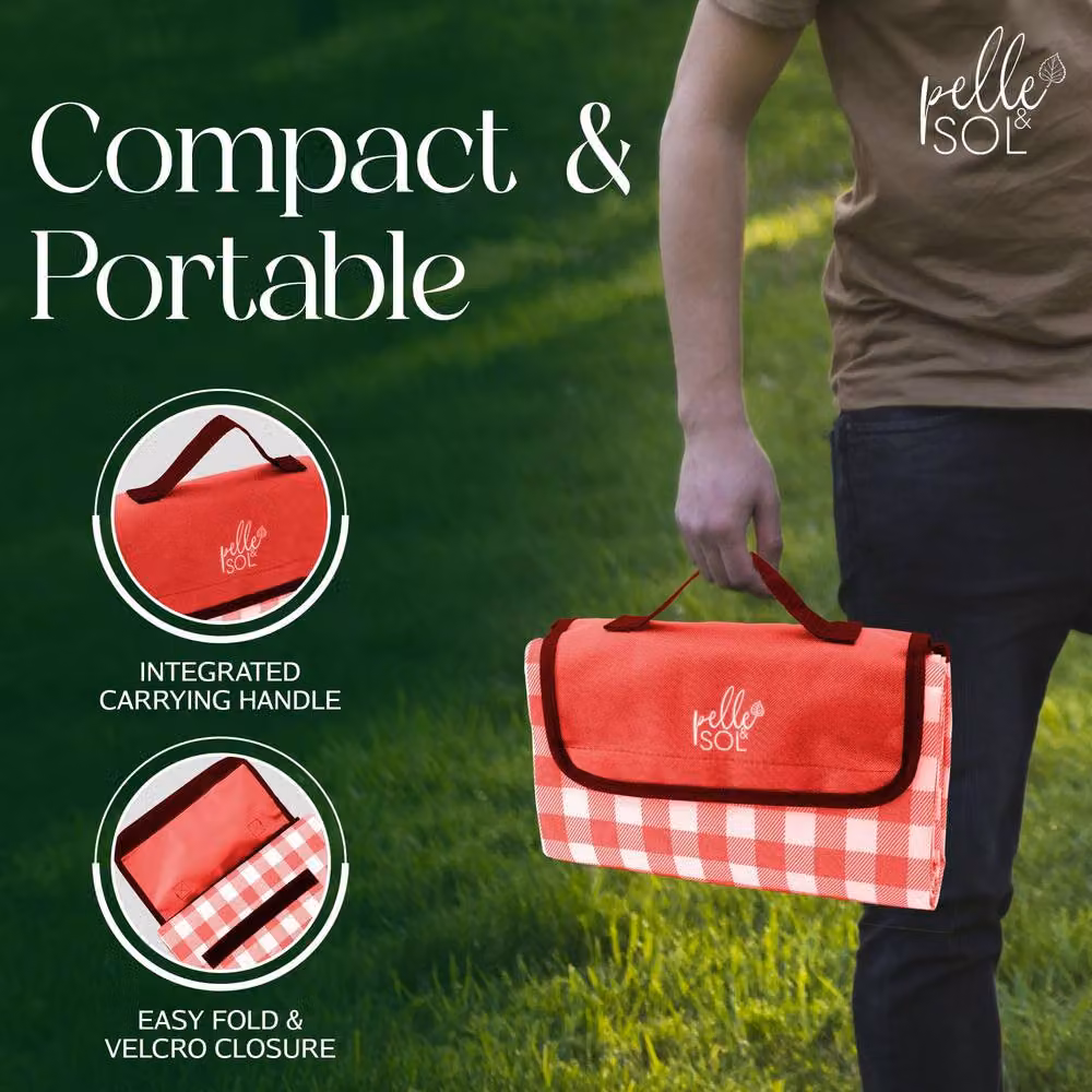 Pelle & Sol Foldable Waterproof Picnic Blanket in Blue and Red – 4