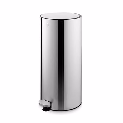 Swan 30L Round Silver Stainless Steel Pedal Bin with Soft Close and Removable Inner Bucket