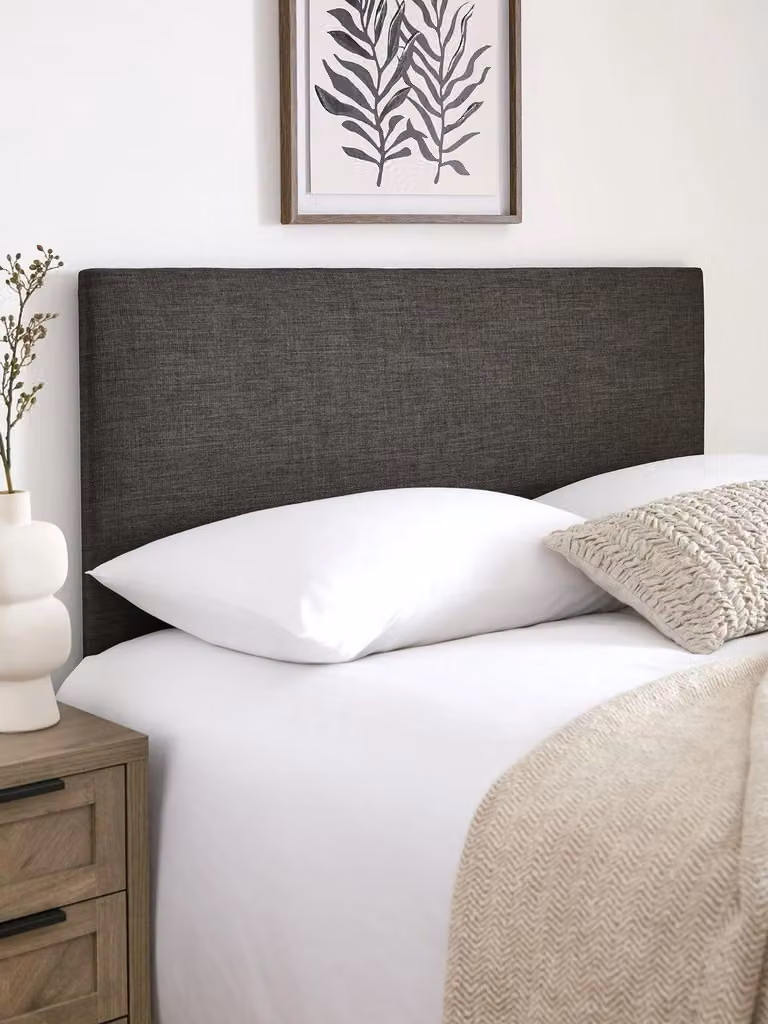 Beeston King Headboard in Grey, Modern Upholstered Fabric Panel