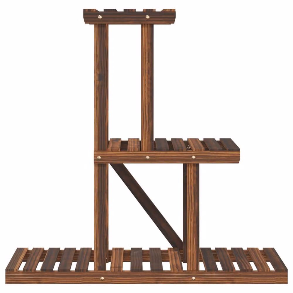 Berkfield Home Retro Solid Fir Wood Flower Stand, Brown, W/D/H: 81 x 25 x 75.5 cm – 4