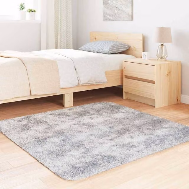 Berkfield Home NAVARRA Shaggy High Pile Rug, Silver Grey, W/D: 120 x 120 cm – 1
