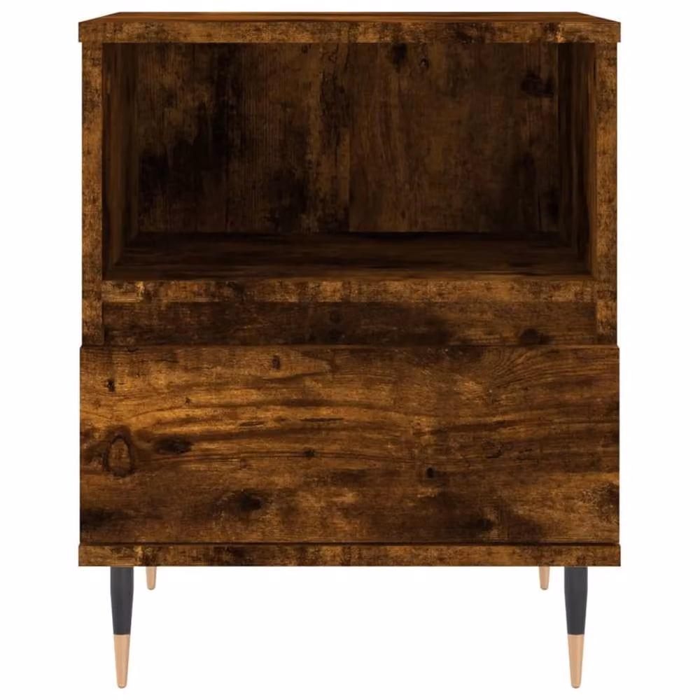 Berkfield Home Set of 2 Smoked Oak Bedside Cabinets in Brown, W/D/H: 40 x 35 x 50 cm – 3
