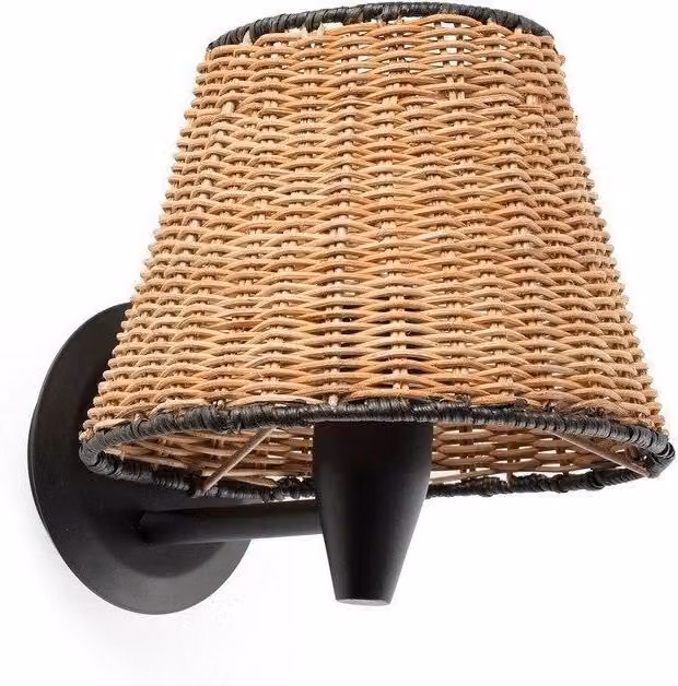 Netlighting Sumba Black Rattan Shade Wall Lamp with Warm White 3000K Light – 4