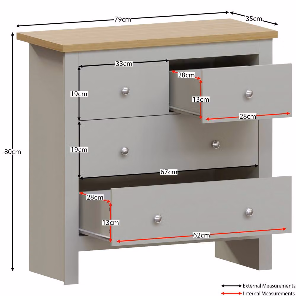 HD Designs Arlington 2+2 Drawer Chest in Grey – 2