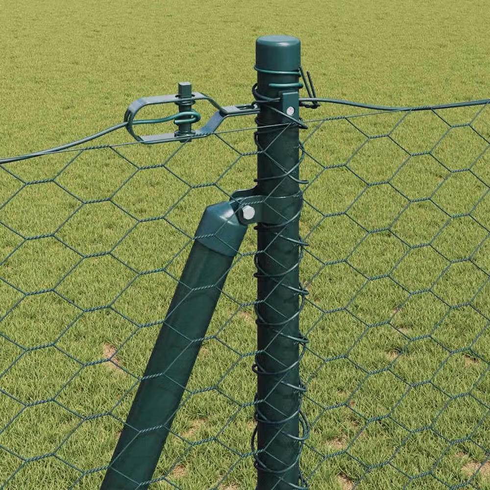 Berkfield Home Green Powder-Coated Steel Hexagon Fence, H: 120 cm x L: 50 m – 3