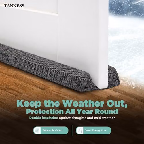 Tanness Double-Sided Foam Door Draft Excluder in Black or Grey – 2