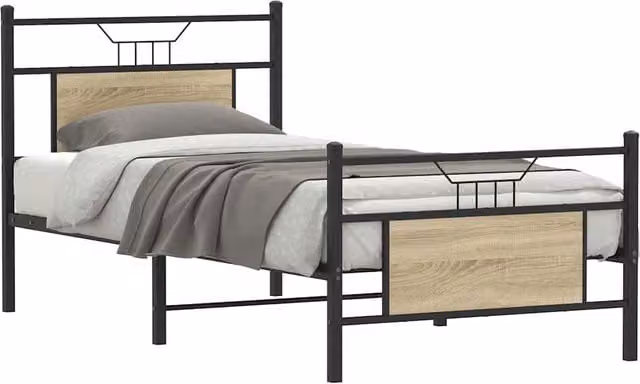 Berkfield Home Single Bed Frame in Sonoma Oak Brown, W/D/H: 90 x 190 cm