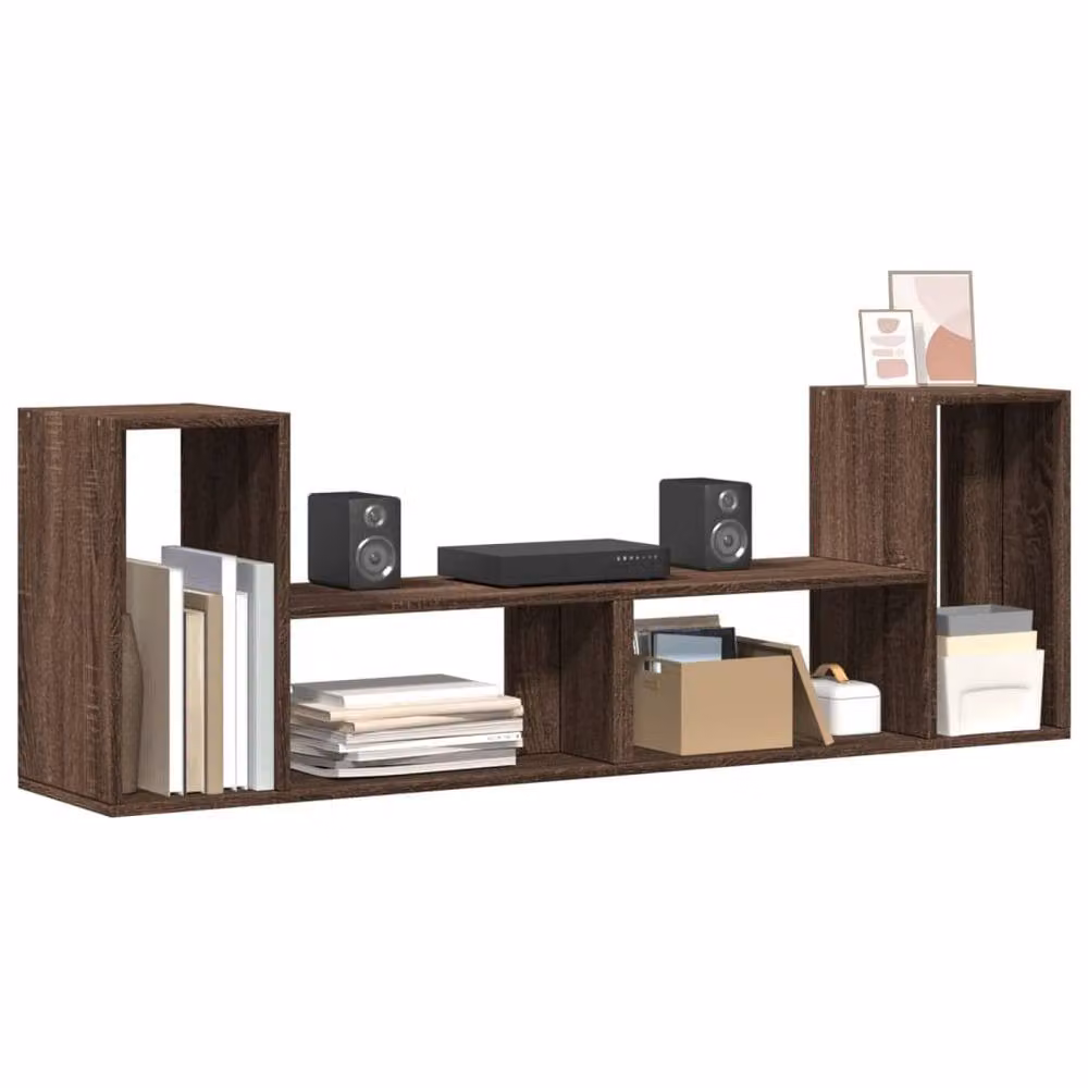 Berkfield Home Set of 2 Modern TV Cabinets in Brown Oak, W/D/H: 75 x 30 x 50 cm – 3