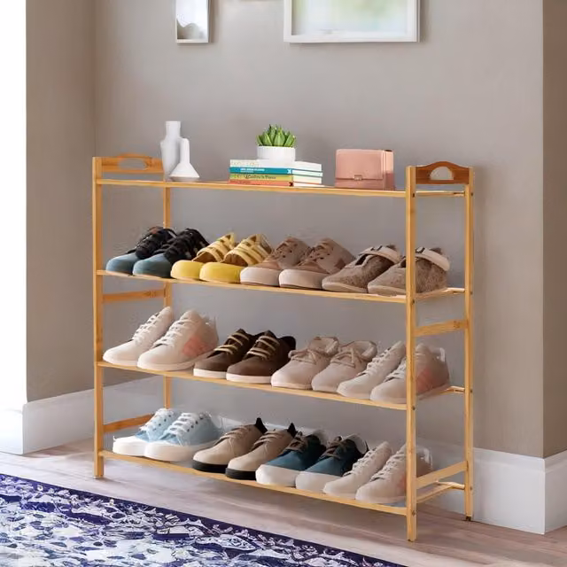 Rafaelo Mobilia 4 Tier Bamboo Shoe Rack in Brown – 1