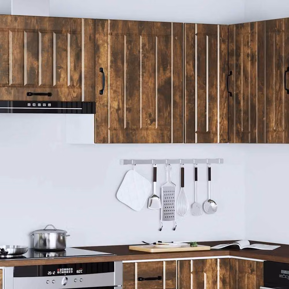 Berkfield Home Lucca Kitchen Wall Cabinet in Smoked Oak with Glass Doors, Brown – 3