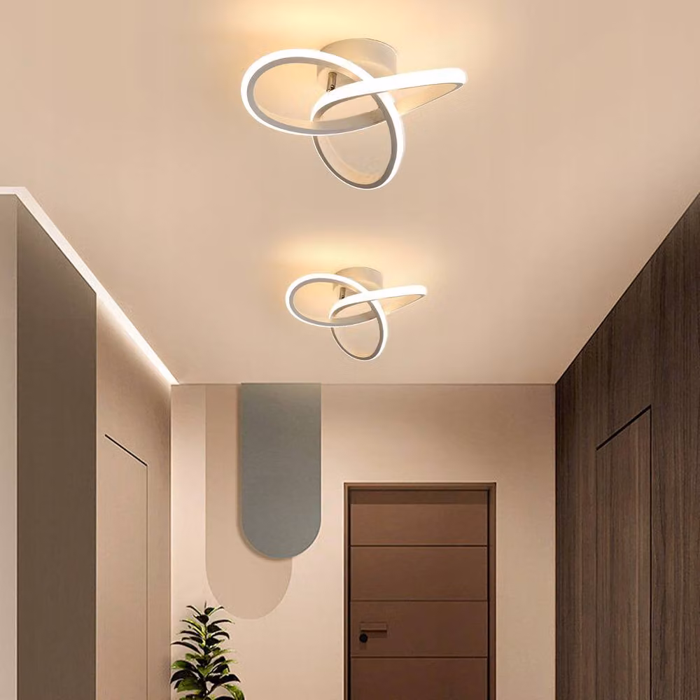COMELY Modern Interweaving Double Ring LED Ceiling Light, 22W, 3000K, White – 2