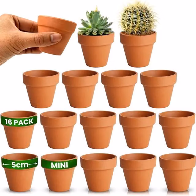 Green Thumbz Brown Terracotta Clay Planter Pot for Indoor Plants and Ornamental Gardens, 5 cm