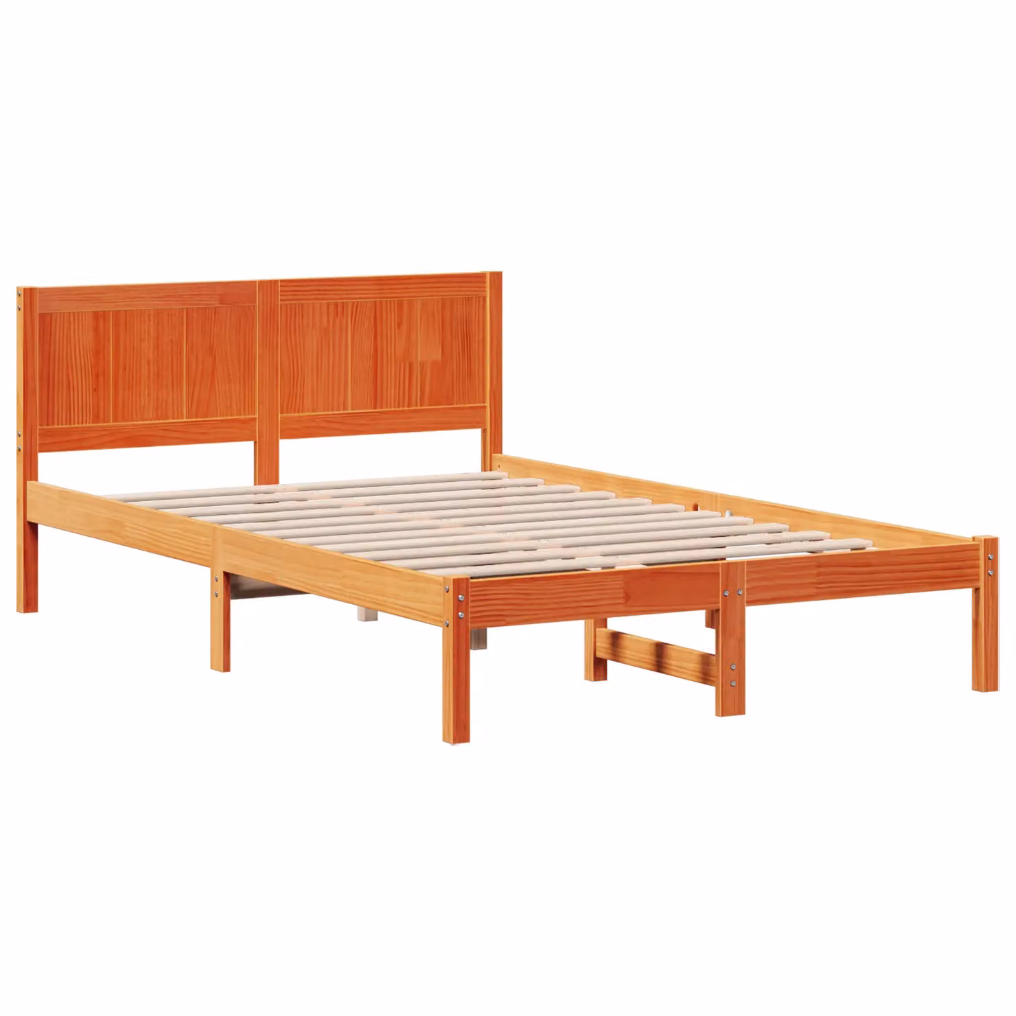 Berkfield Home Wax Brown Solid Pine Wood Bed Frame W/D/H: 135 x 190 cm – 2