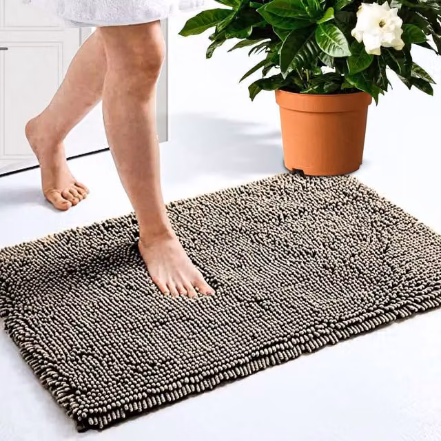 NESTLUNE Grey Non-Slip Absorbent Bath Shower Mat, W: 50 cm, D: 80 cm – 1
