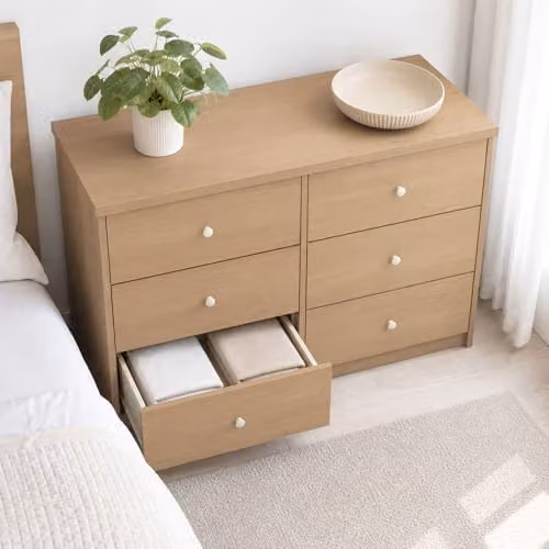 Core Products Freya 6-Drawer Double Chest of Drawers in White with Silver Metal Hardware – 2