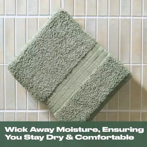 OHS Luxury 100% Cotton Hand Towel in Green, W/D/H: 50 x 50 x 50 cm – 2