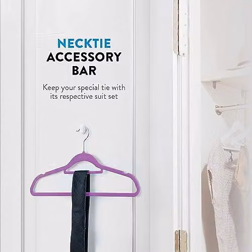 MantraRaj Non-Slip Flocked Velvet Clothes Hangers with 360 Degree Swivel Hooks, Purple, 20 Pack – 4