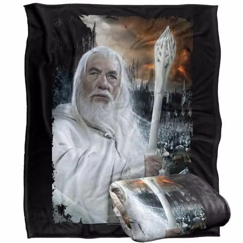 LOGOVISION The Lord Of The Rings Gandalf The White Super Soft Silky Touch Fleece Throw Blanket, W: 152 cm, D: 127 cm – 1