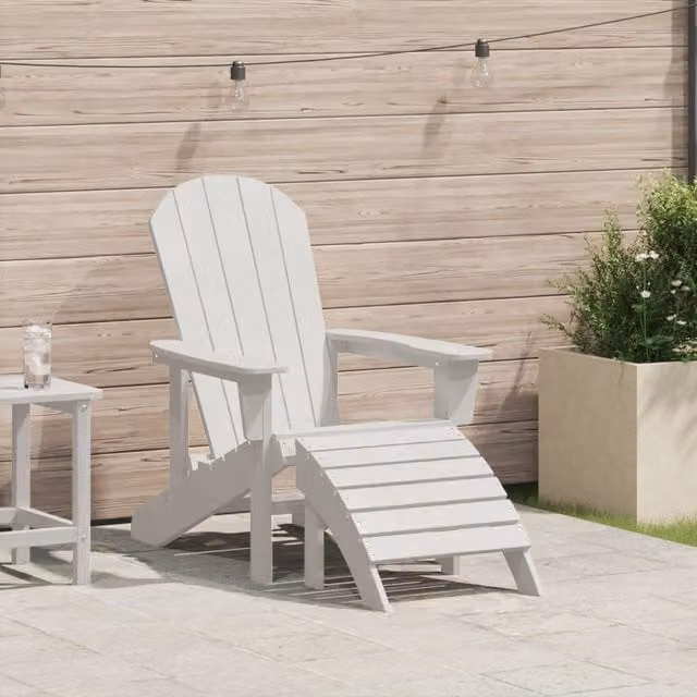 Berkfield Home Adirondack Chair with Footrest in White HDPE Plastic