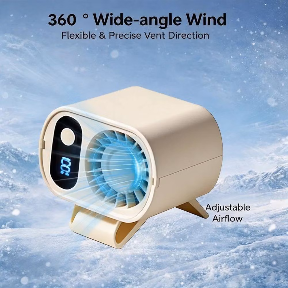 SPETLEK 2026 Mini Car Clip on 360 Degree Air Conditioner Fan with LED in Beige – 3