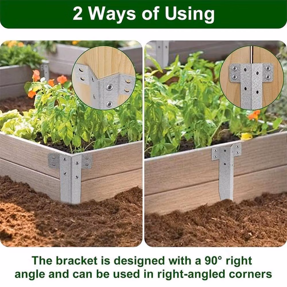 KORVIXA 10-Pack Galvanised Steel Railway Sleeper Brackets in Silver, W: 1000 cm, H: 52 cm – 2