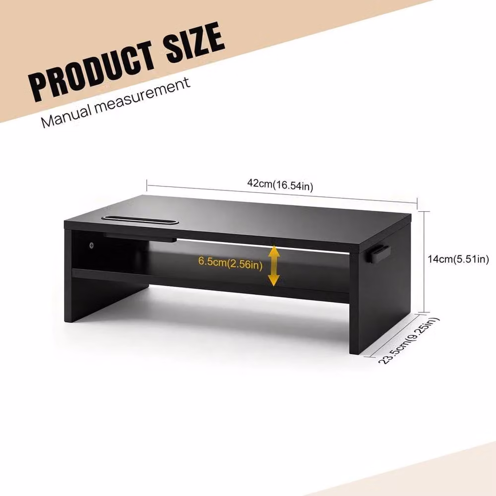 KORVIXA Black Matt Computer Desktop Monitor and Laptop Stand, W/D/H: 100 x 100 x 14 cm – 2