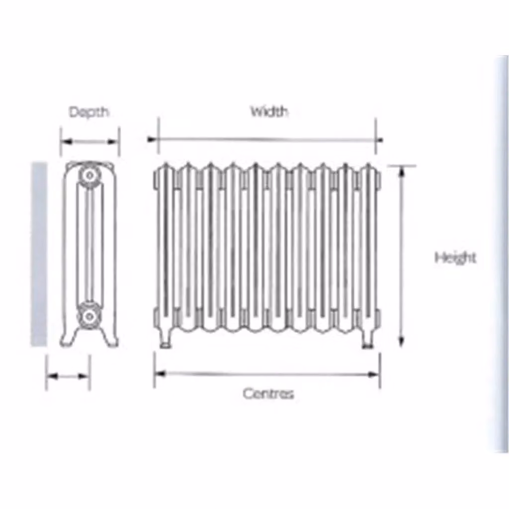 Clifton Cast Iron Horizontal Radiator in Charcoal, W: 78.0 cm, H: 76.0 cm – 3