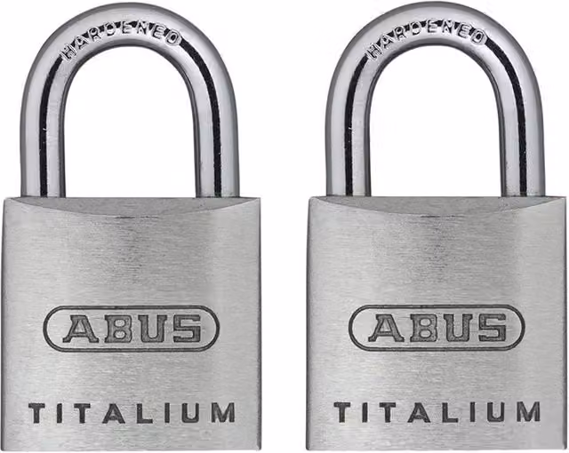 ABUS Titalium Padlock Twin Pack, Keyed Alike, Silver – 6