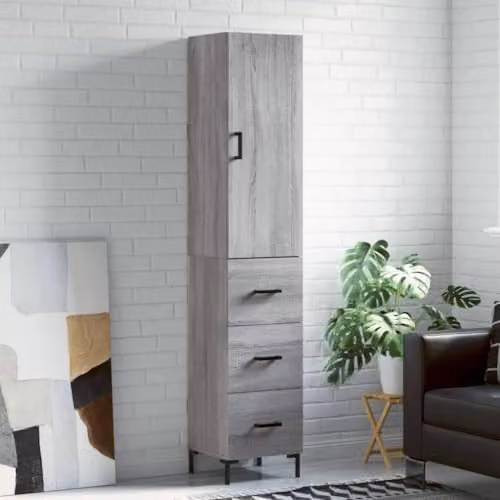 vidaXL Modern Grey Sonoma Highboard in Engineered Wood, H 180 x W 34.5 x D 34 cm – 2