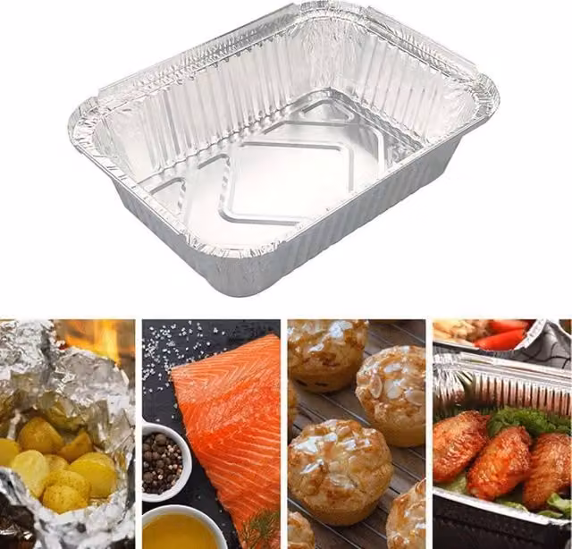 SPETLEK Silver Rectangular Foil Tin Cooking Tray Set