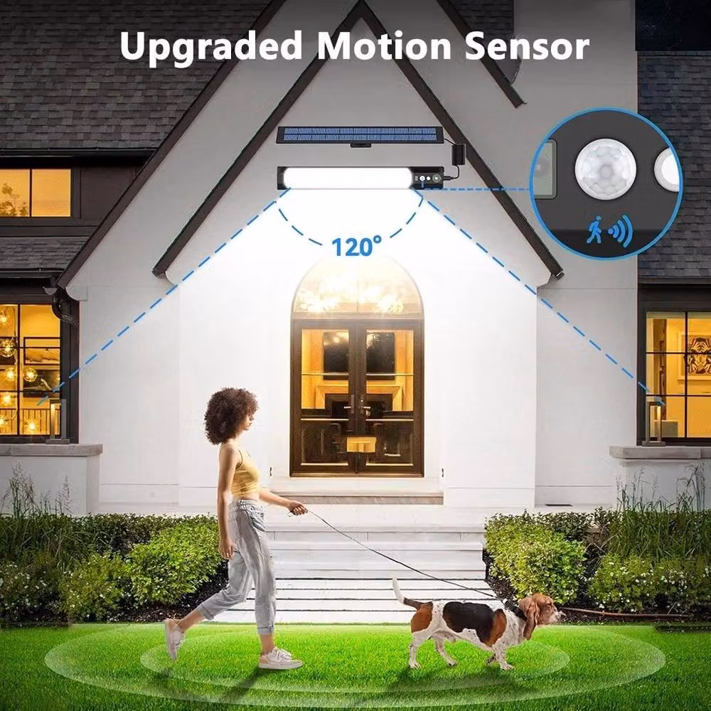 VOGREX Solar LED Wall Light with 180 LEDs and Motion Sensor in Black – 3